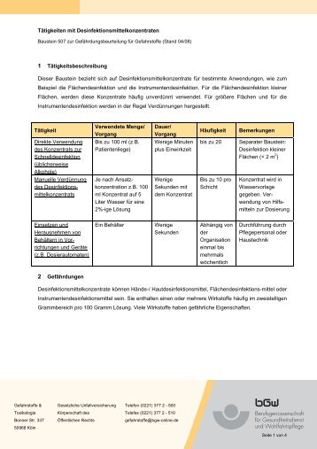 Baustein 507 herunterladen (PDF, 78KB) - Berufsgenossenschaft für ...