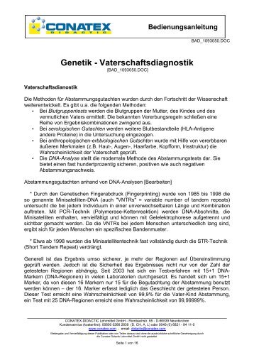 Genetischer (DNA) Fingerabdruck - Vaterschaftsdiagnostik