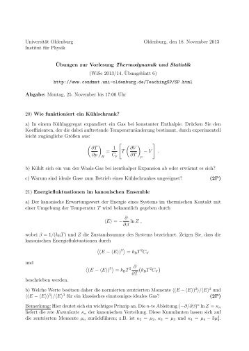 Übungsblatt 6 - Universität Oldenburg