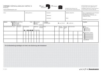 Bestellformular Vertikallamellen Metric III Bogen - Création Baumann