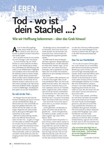 tod - wo ist dein Stachel ...? - Perspektive