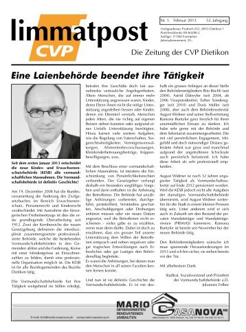 Eine Laienbehörde beendet ihre Tätigkeit - CVP Kanton Zürich