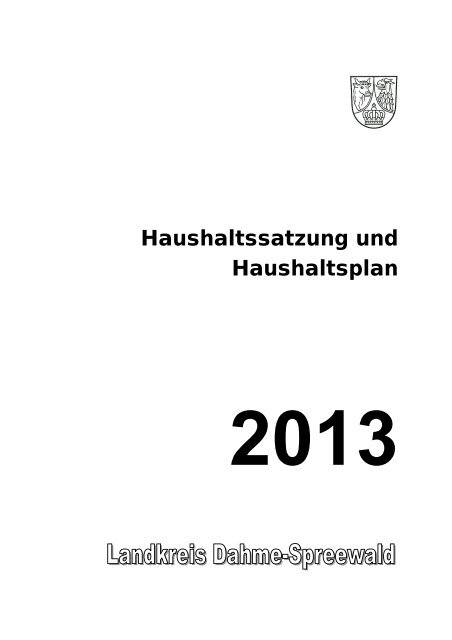 Haushaltssatzung und Haushaltsplan - Landkreis Dahme-Spreewald