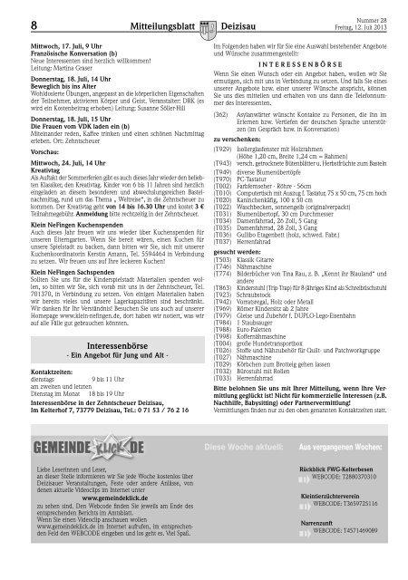 Gemeindemitteilungsblatt vom 12.07.2013 - Gemeinde Deizisau
