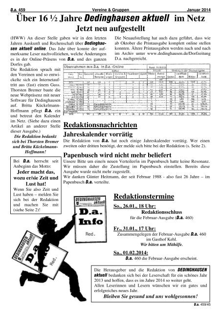 Ausgabe 459 - Dedinghausen