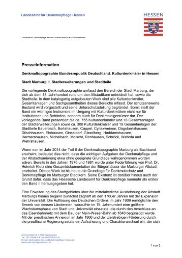 Presseinformation - Landesamt für Denkmalpflege Hessen