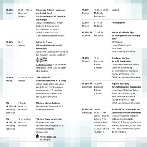 Programm Januar bis April 2014 - in Denkingen