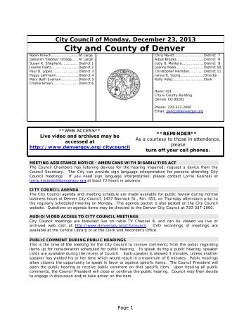 Agenda - City and County of Denver