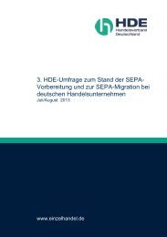 3. HDE-Umfrage zum Stand der SEPA- Vorbereitung und zur SEPA ...