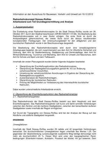 Text der Informationsvorlage Arbeitsstand ... - Dessau-Roßlau