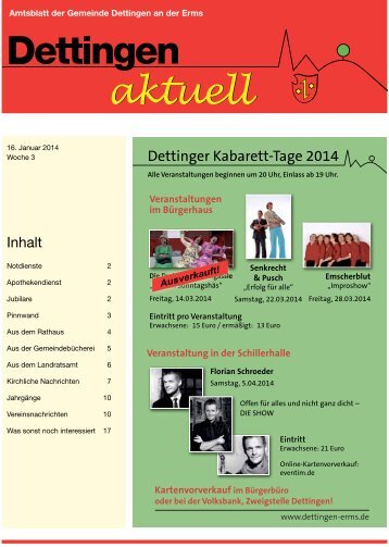 Dettinger Kabarett-Tage 2014 - Gemeinde Dettingen an der Erms