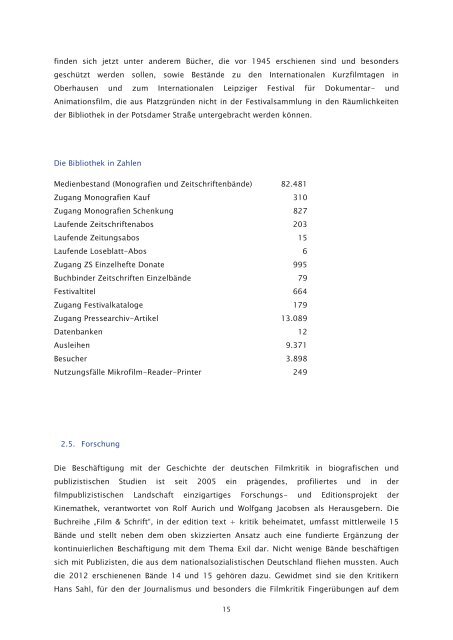 Geschäftsbericht 2012 - Deutsche Kinemathek