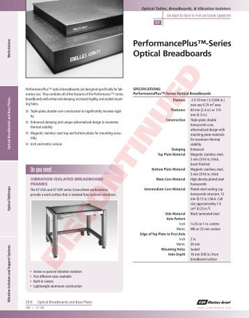 PerformancePlus™-Series Optical Breadboards - CVI Melles Griot