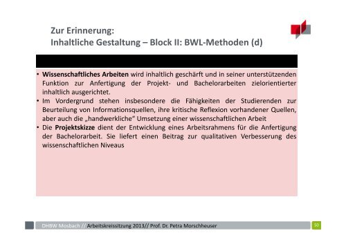 Arbeitskreissitzung 2013 BWL-Handel - DHBW Mosbach