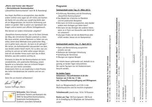 Seminar in zwei Teilen - Evangelische Diakonissenanstalt Stuttgart