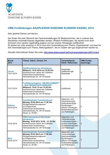 CME-Fortbildungen AGAPLESION DIAKONIE KLINIKEN KASSEL ...