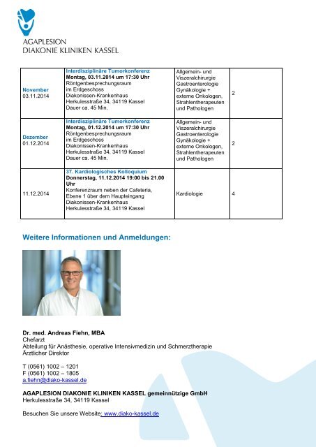 CME-Fortbildungen AGAPLESION DIAKONIE KLINIKEN KASSEL ...