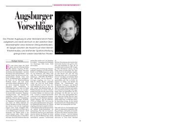 Das Theater Augsburg ist unter Intendant Ulrich Peters aufgeblüht ...