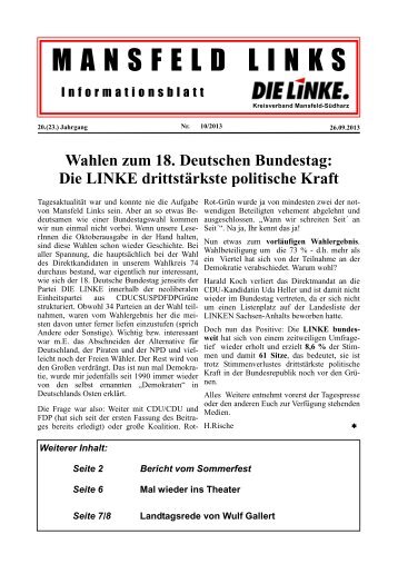 Oktober 2013 - DIE LINKE. Kreisverband Mansfeld-Südharz