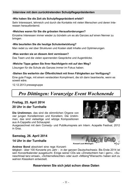 Mitteilungsblatt Nr. 1/2014 - Gemeinde Döttingen