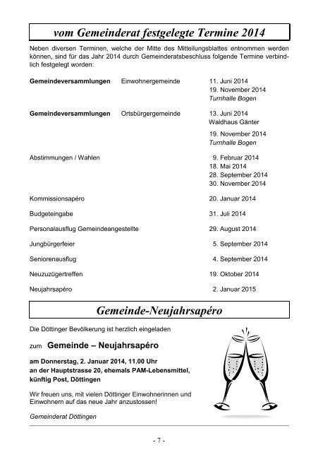Mitteilungsblatt Nr. 1/2014 - Gemeinde Döttingen