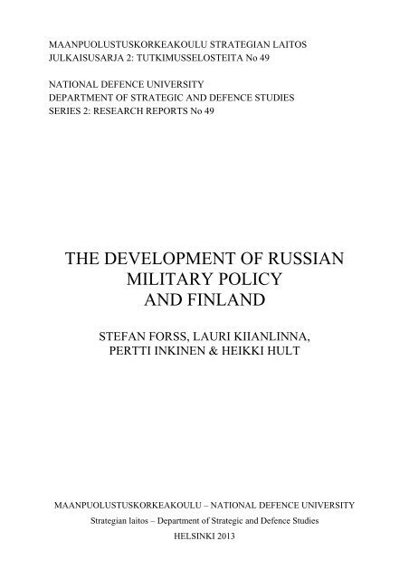 the development of russian military policy and finland