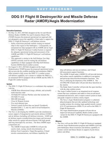 DDG 51 Flight III Destroyer/Air and Missile Defense Radar ... - DOT&E