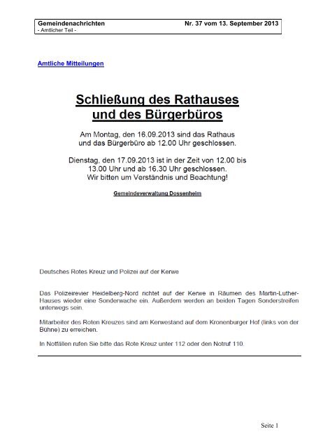 Ausgabe 37 vom 13. September 2013.pdf - Gemeinde Dossenheim