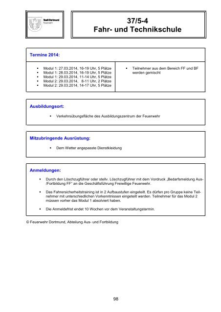 Schulungskatalog 2014 [pdf, 5,2 MB] - Stadt Dortmund