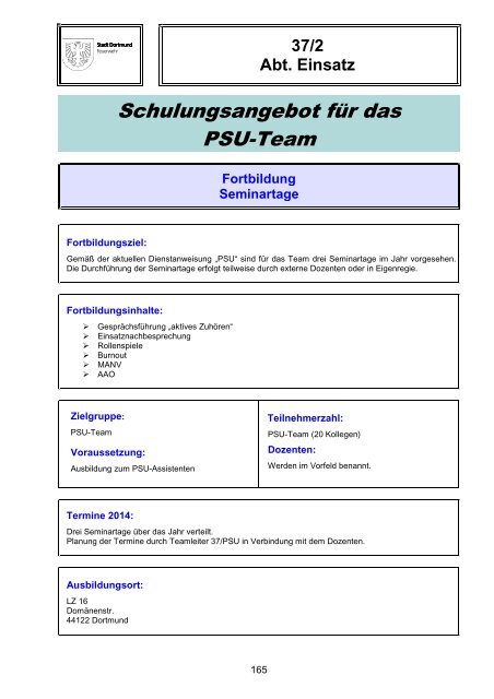 Schulungskatalog 2014 [pdf, 5,2 MB] - Stadt Dortmund