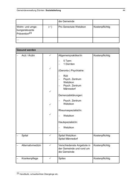 Aktualisiertes Alterskonzept 2013 - Gemeinde Dürnten