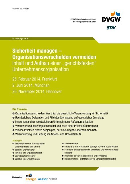 Sicherheit managen – Organisationsverschulden vermeiden Inhalt ...