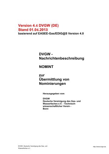 DVGW-NOMINT 4.4, Stand 01.04.2013