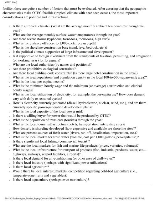 OTEC Site Criteria - Up To