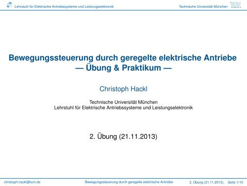 Bewegungssteuerung durch geregelte elektrische Antriebe ...