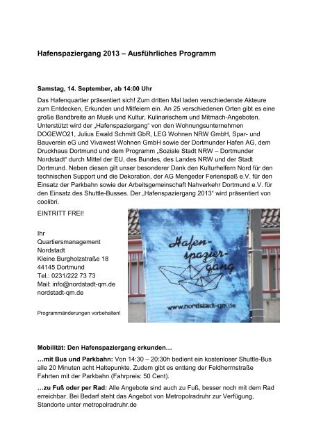 Hafenspaziergang 2013 – Ausführliches Programm - Stadt Dortmund