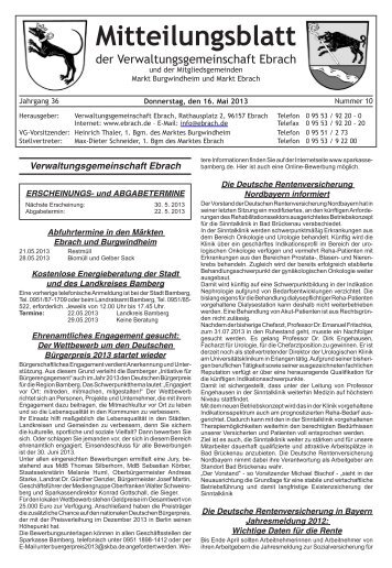 Mitteilungsblatt - Verwaltungsgemeinschaft Ebrach