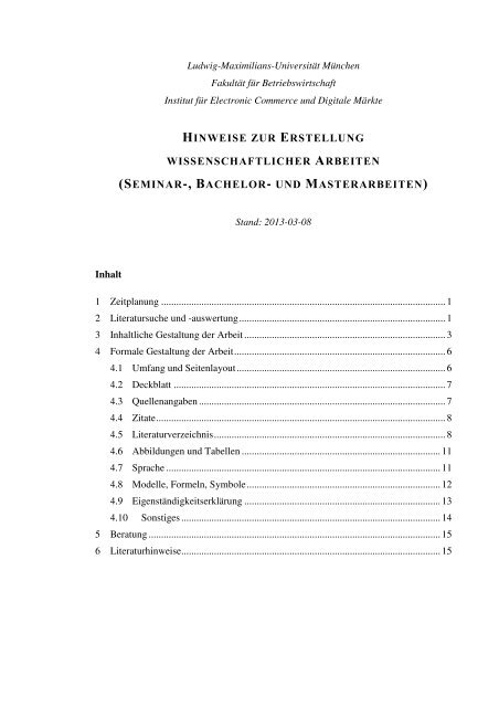 hinweise zur erstellung wissenschaftlicher arbeiten - Institut für ...