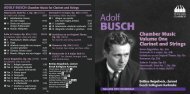 ADOLF BUSCH Chamber Music for Clarinet and Strings - eClassical