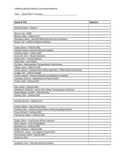 CBAC Sign-In Sheet - Caltrans