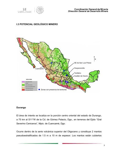 Mineral no metálico considerado como una arcilla que se presenta ...