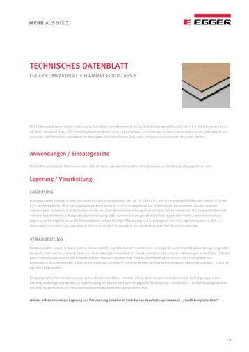 EGGER Kompaktplatten Flammex Euroclass B (PDF)