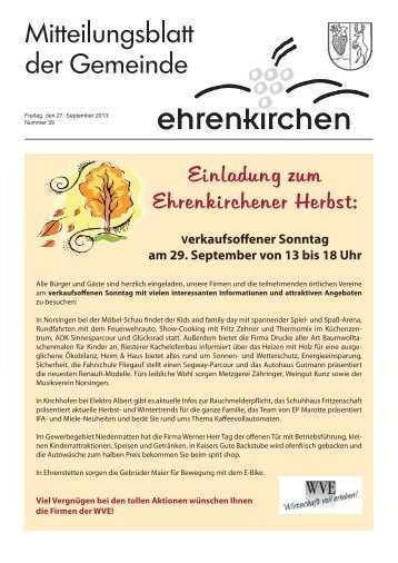 Einladung zum Ehrenkirchener Herbst: - Gemeinde Ehrenkirchen