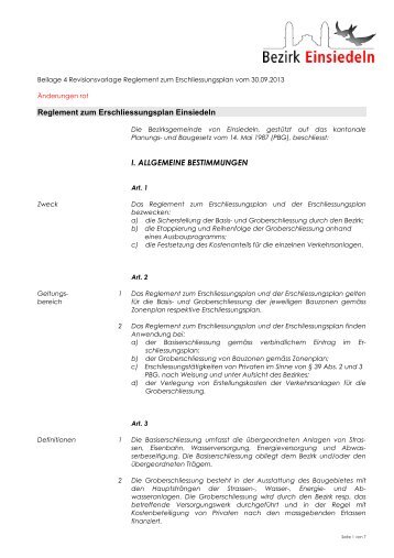 Erschliessungreglement-ÄNDERUNGEN-2013 ... - Bezirk Einsiedeln