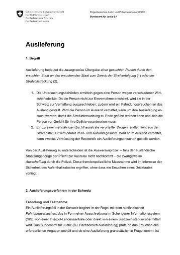 Auslieferung (Fact Sheet) - EJPD