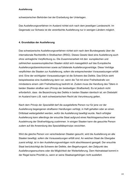 Auslieferung (Fact Sheet) - EJPD