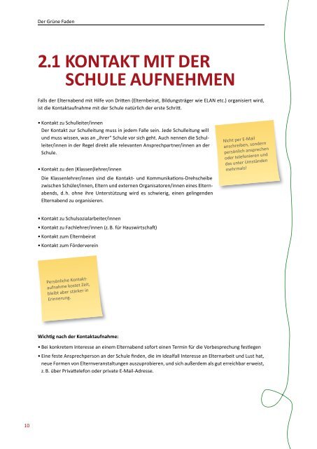 DER GRÜNE FADEN " Eine Anleitung zum Organisieren von ... - elan