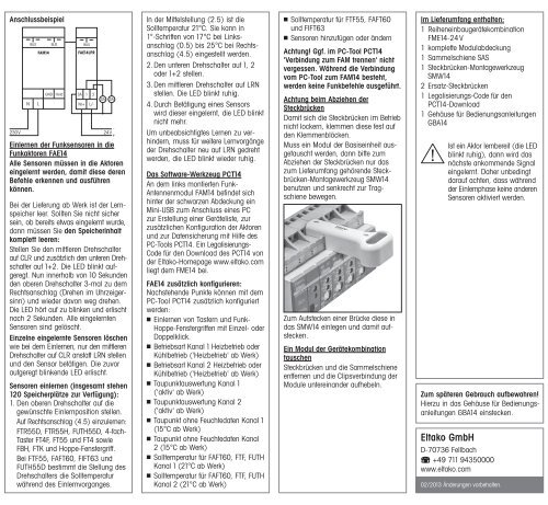 Funk-Basiseinheit FME14-24V Diese Geräte dürfen nur ... - Eltako