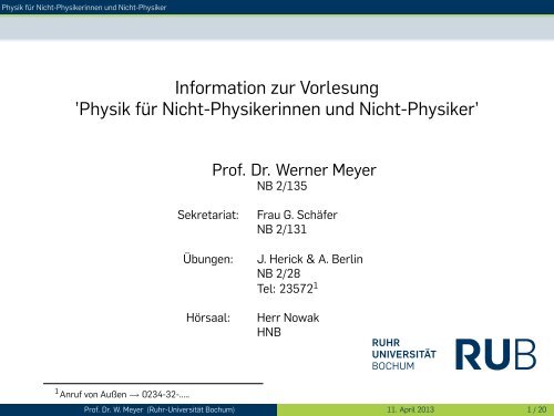Physik für Nicht-Physikerinnen und Nicht-Physiker - Ruhr-Universität ...