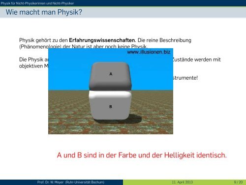 Physik für Nicht-Physikerinnen und Nicht-Physiker - Ruhr-Universität ...